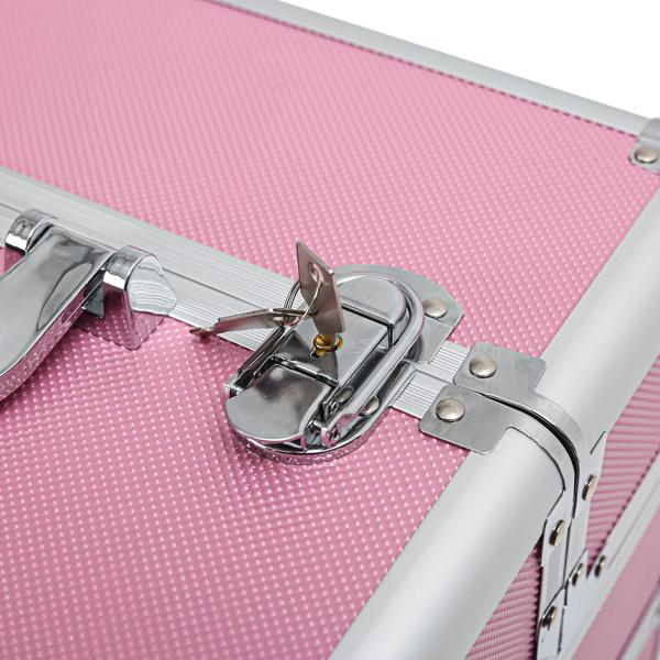 4 In 1 Aluminum Makeup Case Pink, Professional Cosmetic Storage Box for Makeup Tools Brushes and Accessories, Portable Beauty Organizer for Travel and Home Use
