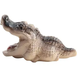 Statues - Mini Crocodile & Hippo Figurines - Fun Desk Decor for Collectors (Gaping Croc)