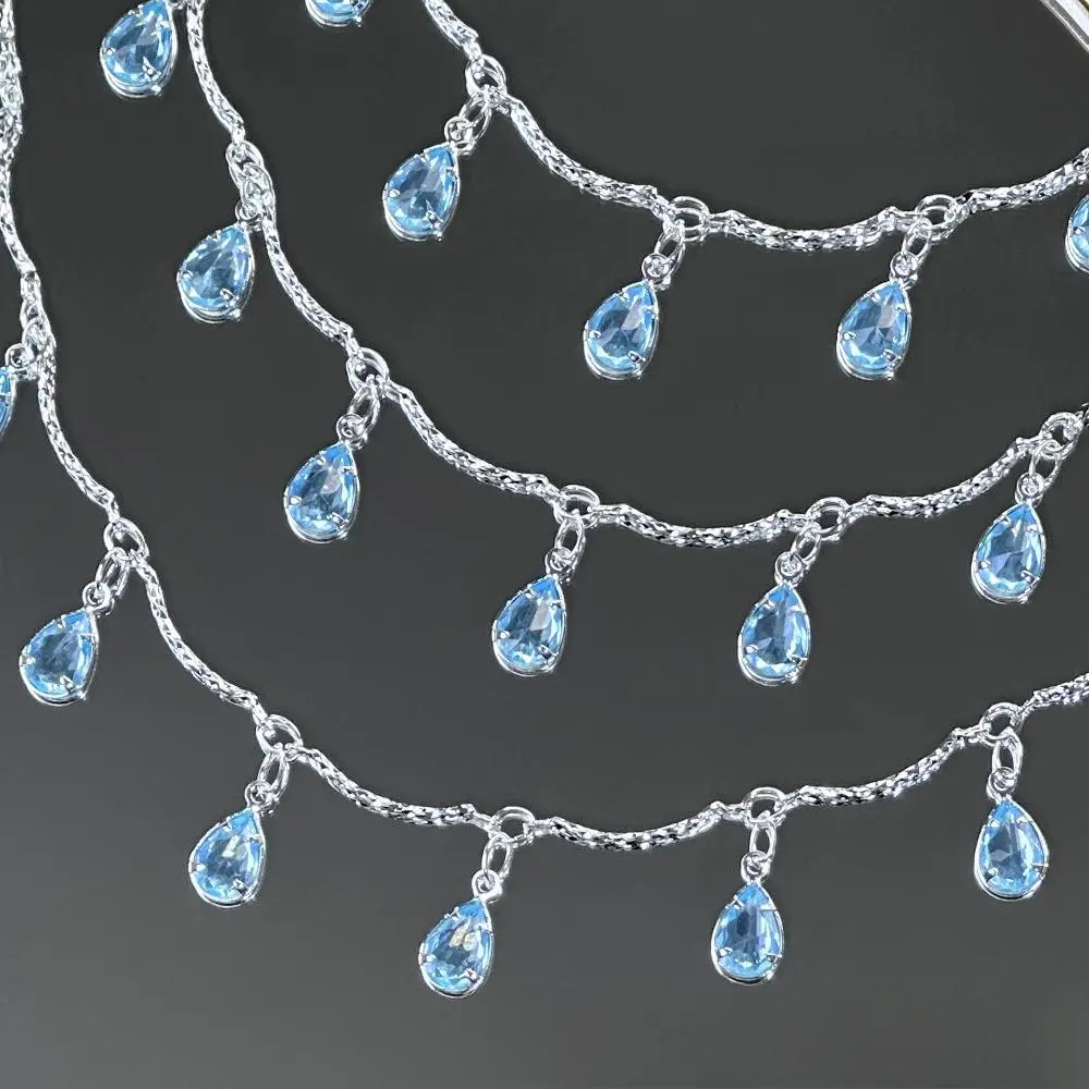 2026 Jelly Light Blue Teardrop DIY Rhinestone Chain Summer Vibes, Romantic Sky Blue Water Drop Craft Trimming Chain for Jewelry, Hair Accessories & Clothing Decoration