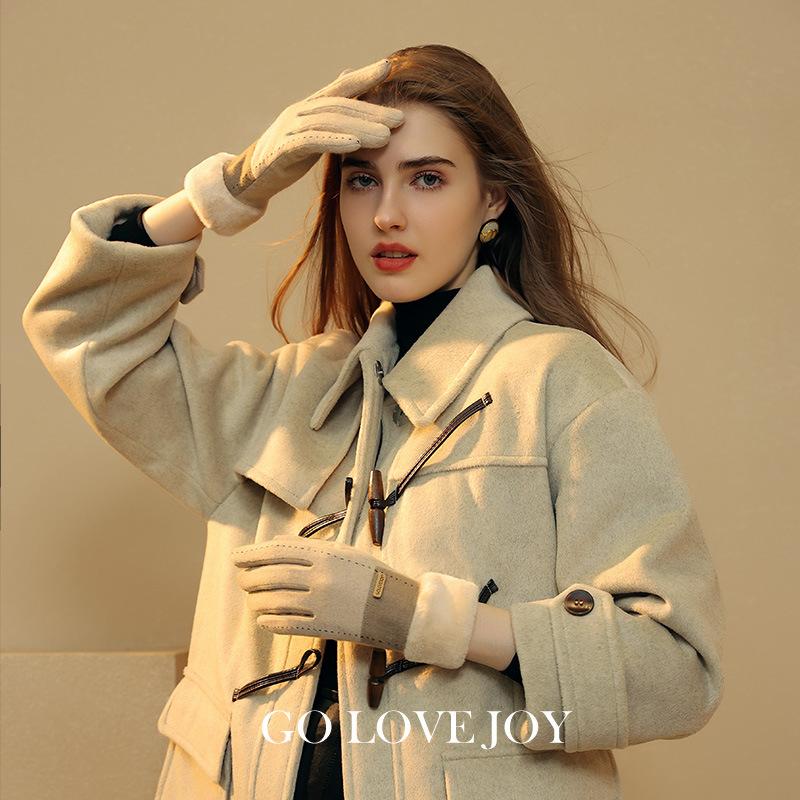 Winter cashmere gloves women's outdoor fleece thickened thermal gloves cold-proof touch screen gloves