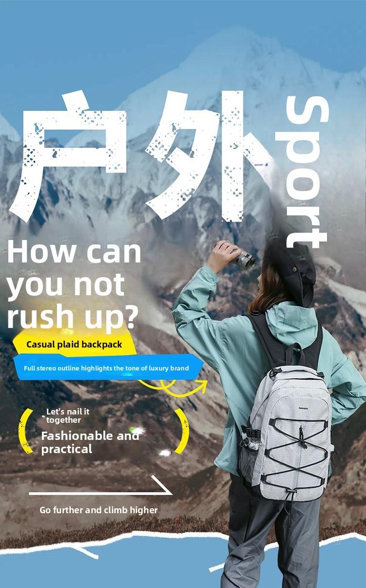 One-size-fits-all backpack made of nylon fabric with letter print and zipper