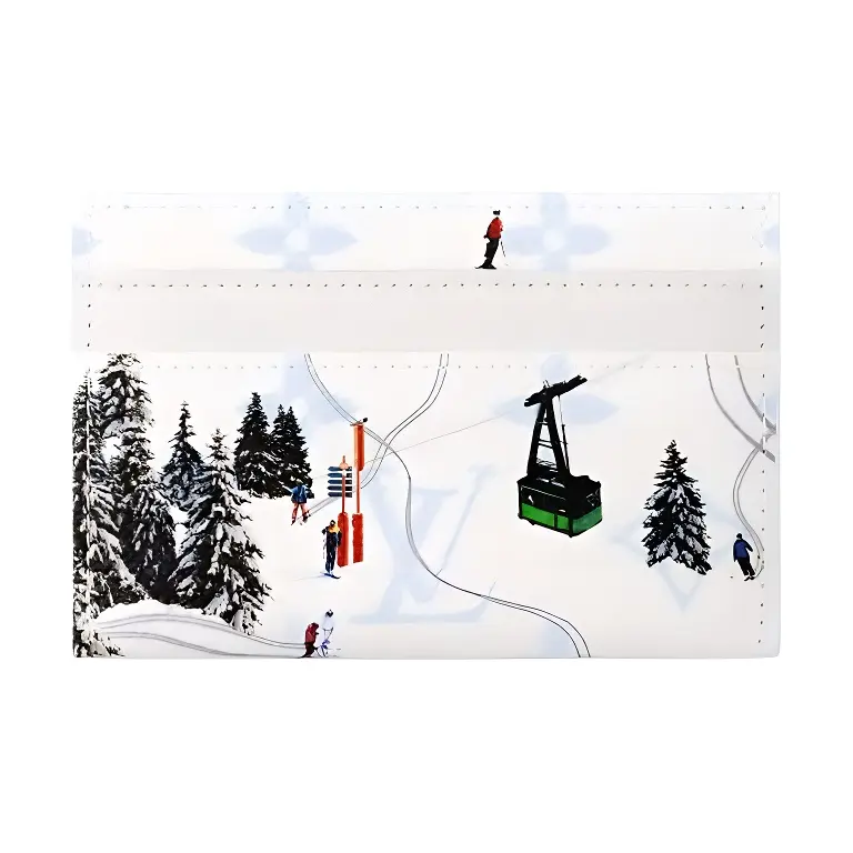 Women's Louis Vuitton Double Monogram Ski Collection Leather Card Holder - White, Unisex Minimalist Wallet