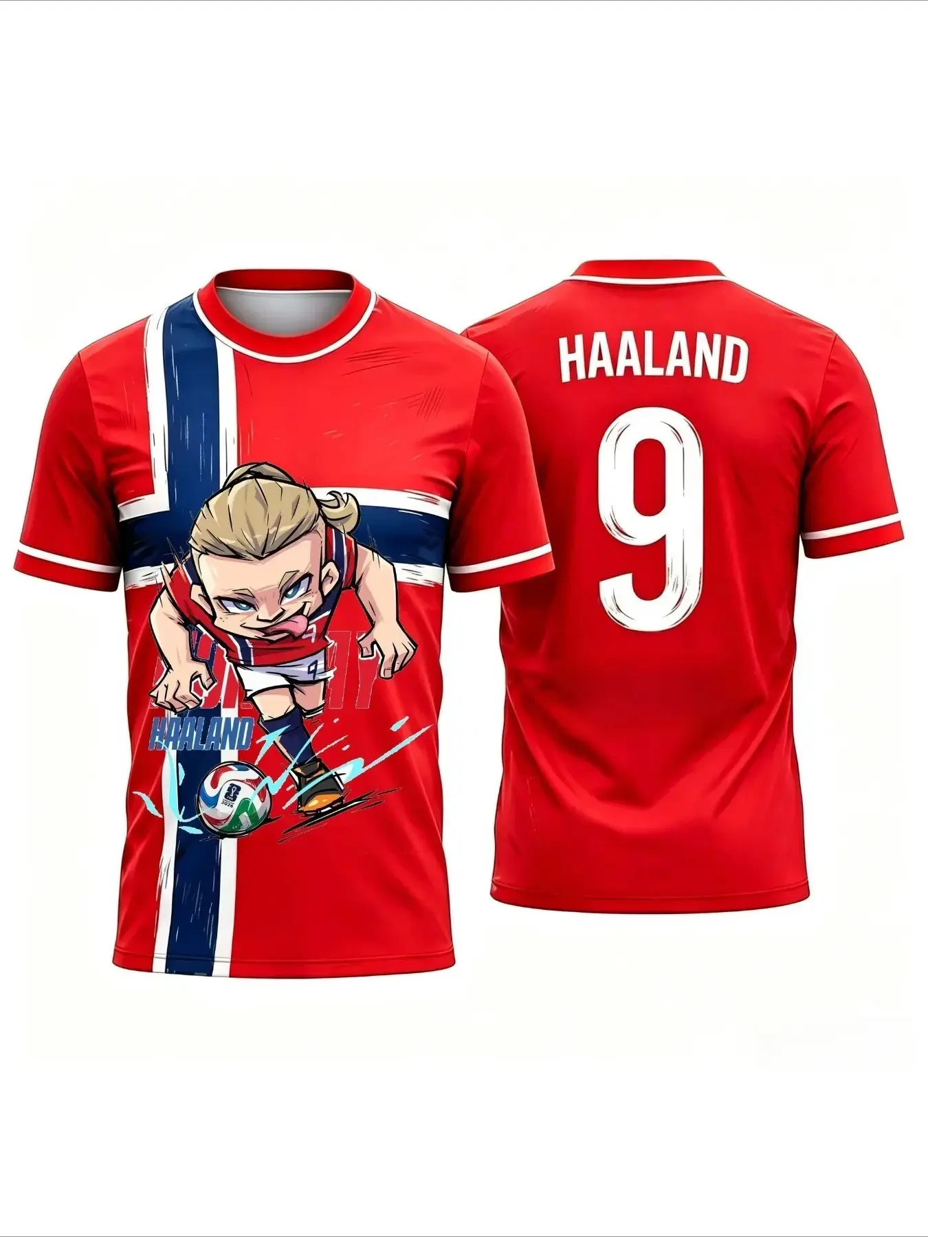 2026 Summer New Neutral Soccer Jersey, Hand-Drawn Portrait Print, Breathable Short Sleeve, Quick-Dry Soccer Shirt, Sweat-Wicking Round Neck Top