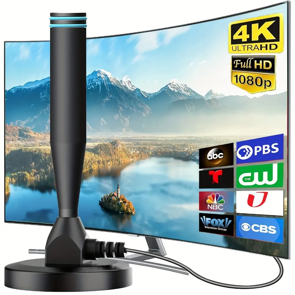2026 Indoor and outdoor ultra-high definition digital TV antenna - strong magnetic base, 360 ° reception, support 4K and 1080P, blue emphasis enhancement, ideal for smart TV, TV antenna