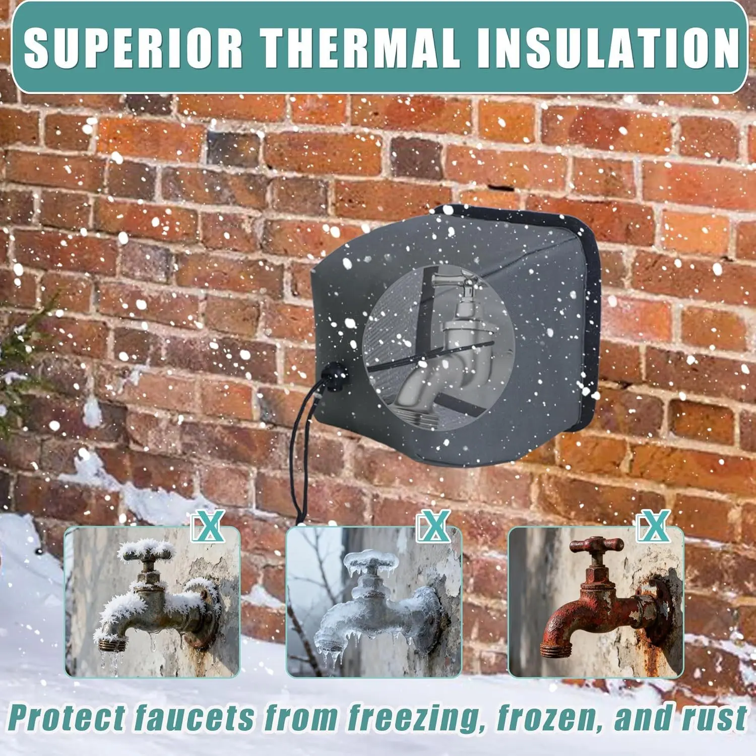 Winter Outdoor Faucet Cover, External Water Valve Hose Insulation Protector, Oxford Fabric Frost-Proof Faucet Cap, 1pcs