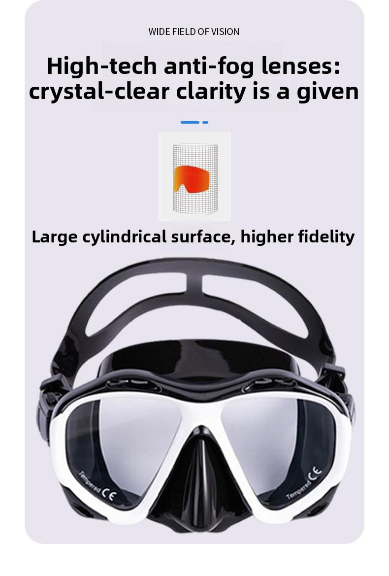 Snorkeling Equipment Diving Mask Snorkel Set Fully Dry Snorkel Tempered Glass Liquid Silicone Adult Suit White Black Red Tip