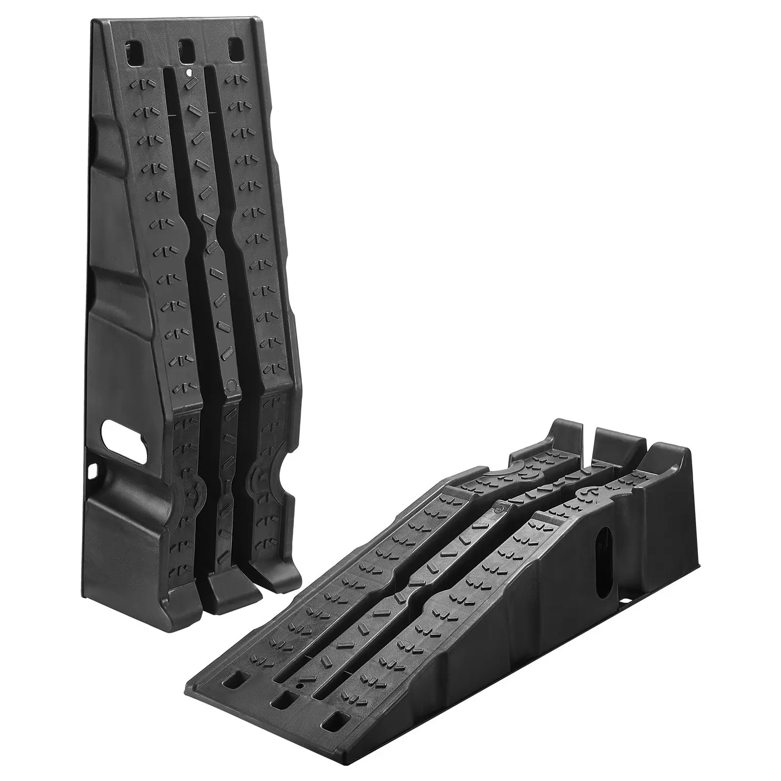 VEVOR 2-Piece Widened Car Ramps, 16,000 lbs GVW Capacity, 6.7 in Lift Height, Curved Design, Honeycombed Surface, Easy to Use, Portable High Profile Helper for Truck SUV Repair, Oil Changes