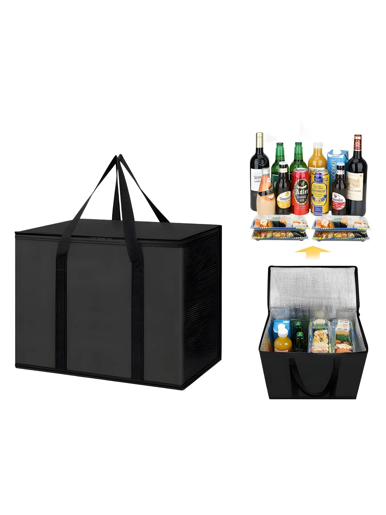 Large Capacity Food Insulated Bag, Waterproof Aluminum Film Delivery Bag, Outdoor Handheld Insulation Pouch, Takeout Thermal Bag, Insulated Cooler Bag, Insulated Lunch Bag