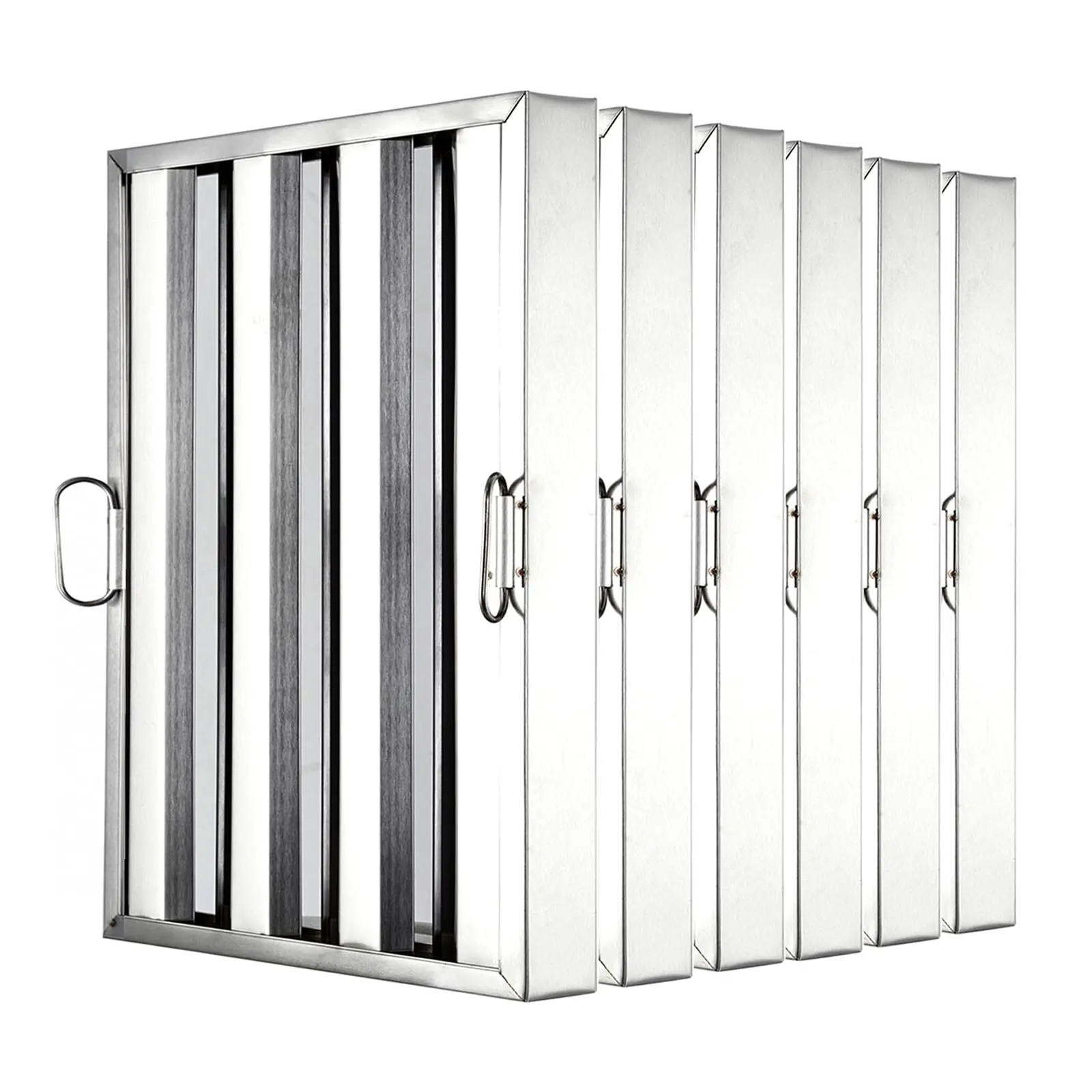 Efficient Grease Filtration Commercial Range Hood Filter – 430 Stainless Steel, 5-Groove Baffle, Restaurant Exhaust System, 19.5"W x 24.5"H, Pack of 6