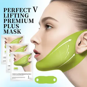 Cactus V-Shaped Lifting Mask Set, Chin Lift Mask, Double Chin Band, Rich in Peptides, Collagen, Hydrating Gel Patches, 3 Pieces