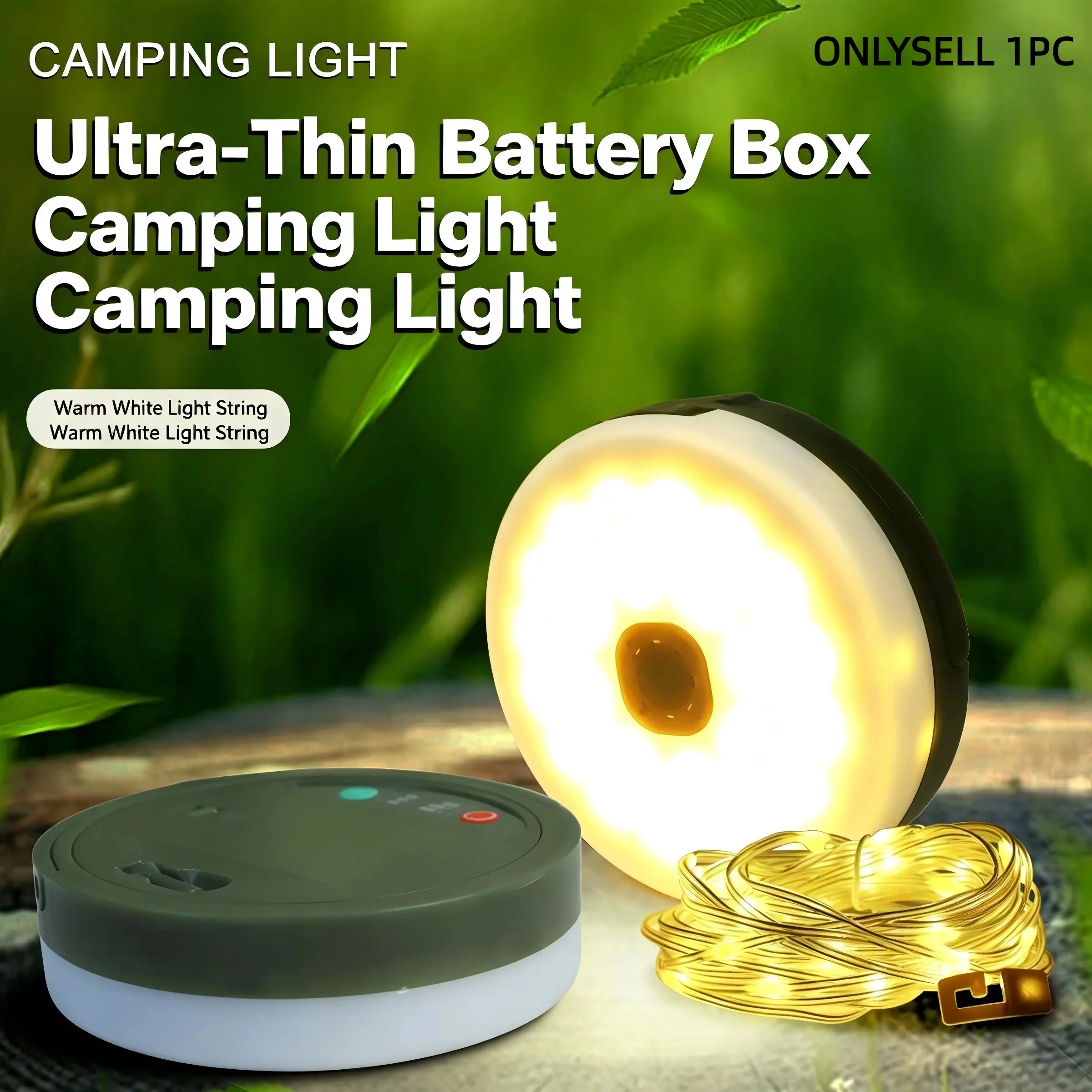 Solar Camping Lantern String Light, 39.37ft Extendable LED Lights, Waterproof Emergency Outdoor Lamp, Rechargeable Ambient Colorful Lights
