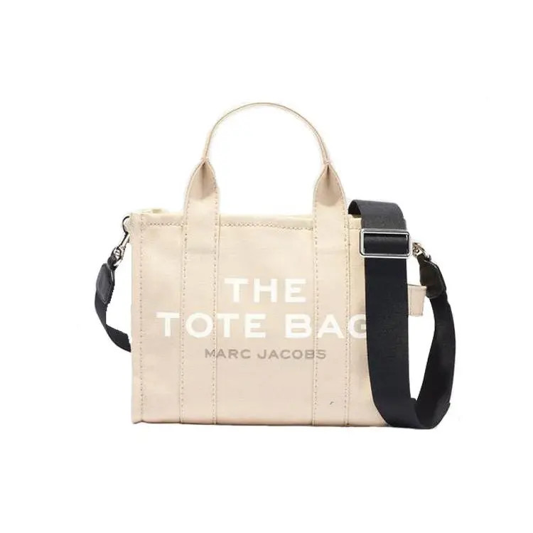 Marc Jacobs Traveler Letter-Logo Canvas Crossbody Tote Bag for Men and Women – Minimalist White