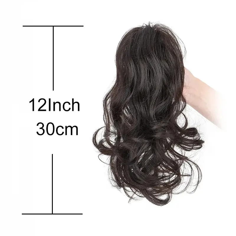 New Synthetic 12Inch Ponytail Claw Clip Ponytail Extensions Short Curly Ponytail Ladies Black Brown Blonde Hair Clip for Women
