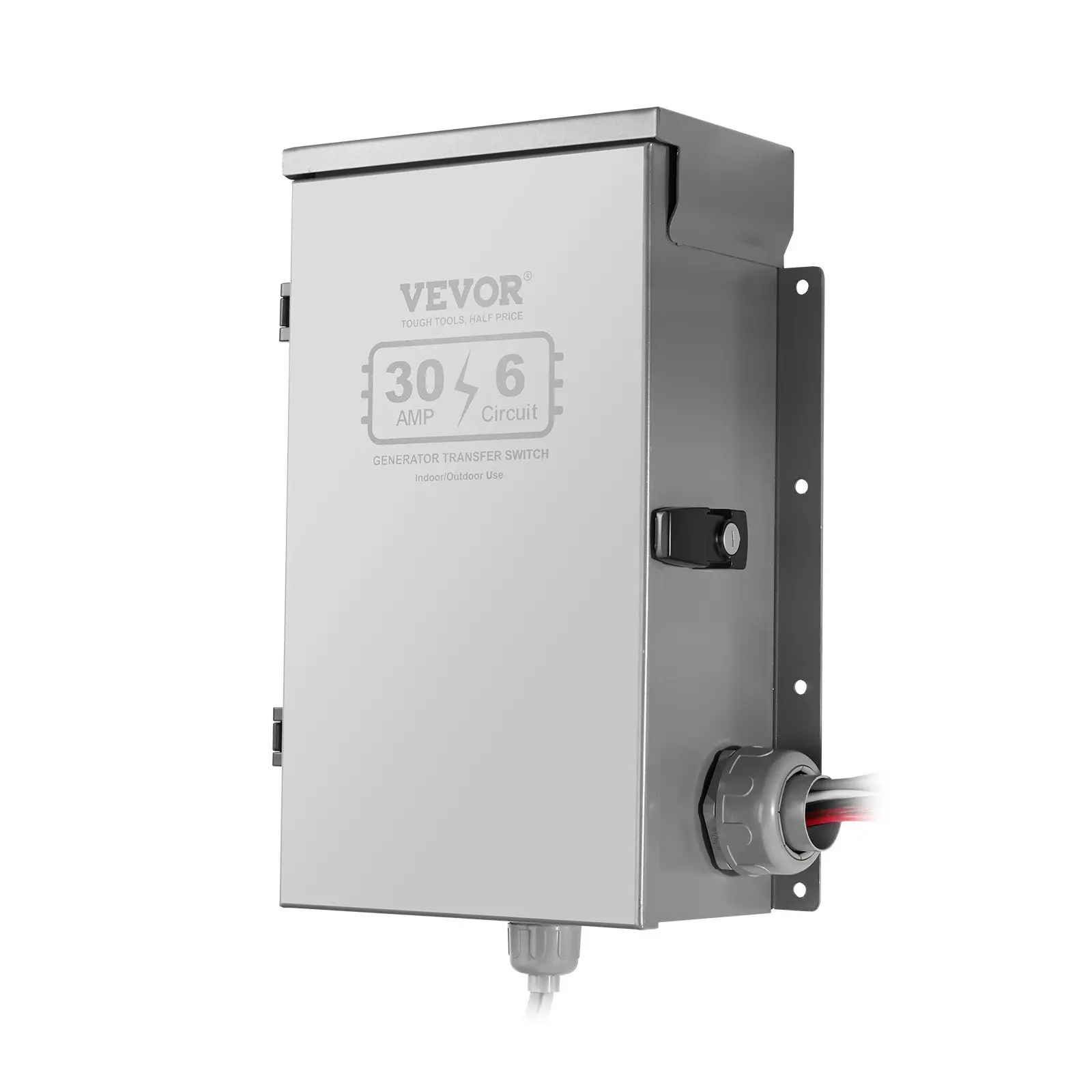 【Summerfinds】VEVOR Manual Transfer Switch, 30-Amp 6-Circuit, Prewired Generator Transfer Switch Kit with NEMA L14-30P Power Inlet Box, Double-Throw Switch, NEMA 3R, Mechanical Watt Meter, for 7500W Generators