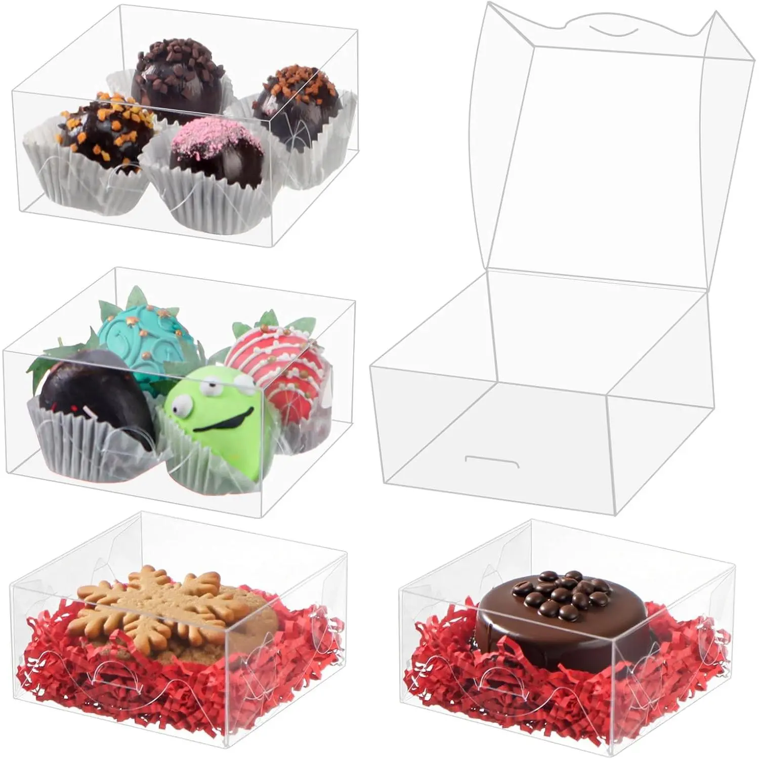 20 count 4x4x2 Inch Bakery Boxes with Window for Cookies, Soap,  Truffles, Macarons, Cakes, Brownies, Pastries, Donuts or Gifts. Party Favor Boxes