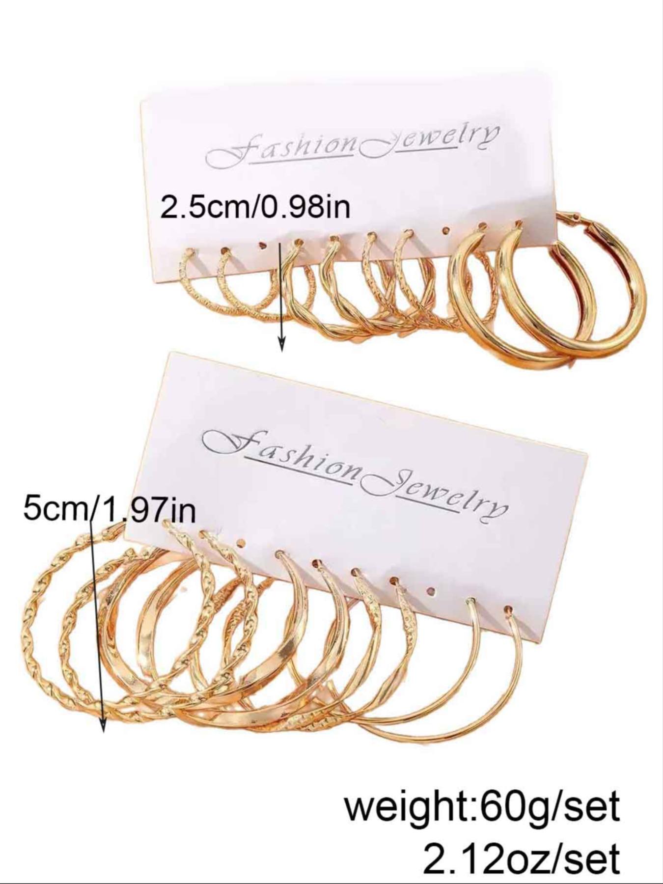 Elegant Geometric Hoop Earrings Set for Women, 16 Pcs Irregular Design, Creative Personalized Fashion Jewelry, Hollywood Style, Elegant Minimalist Earrings