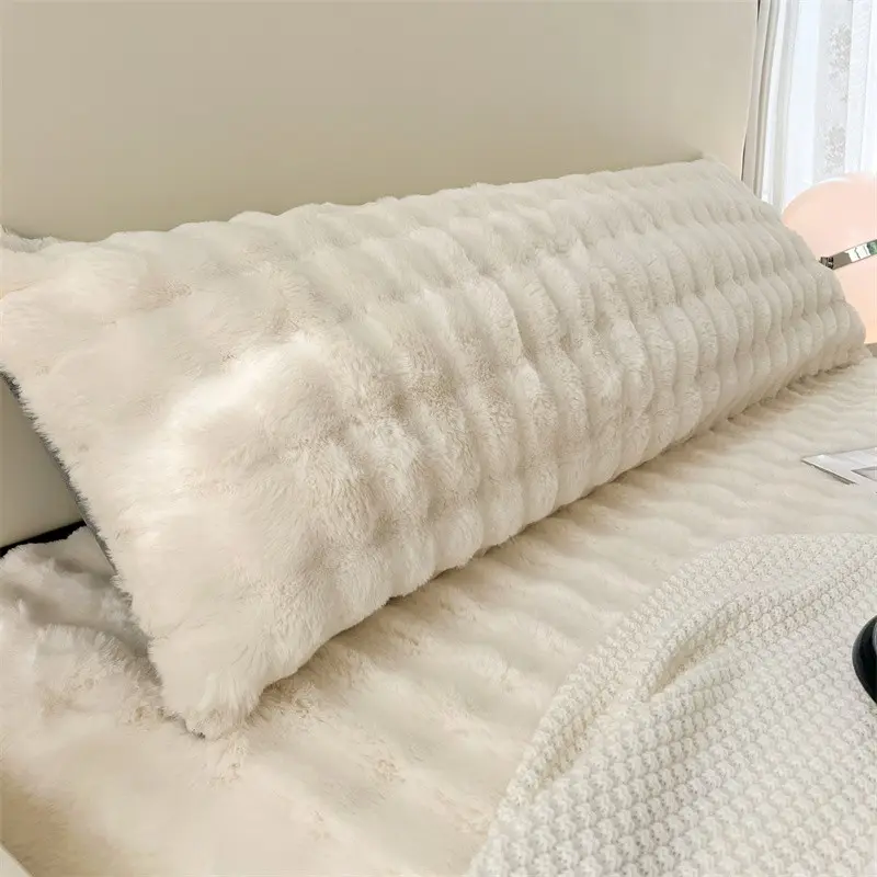 Luxurious Extra-Long Faux Rabbit Fur Pillowcase - Soft Milk Velvet, Zippered Closure, Machine Washable, Modern Minimalist Design, for Bedroom/Guest Room, Bedding Supplies, Perfect Gift