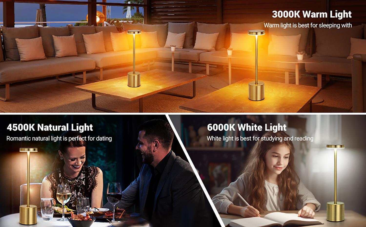 Simple LED Rechargeable Touch Metal Table Lamp Three Colors Bedside Creative Ambient Light Bar Outdoor Decoration Night Light Si