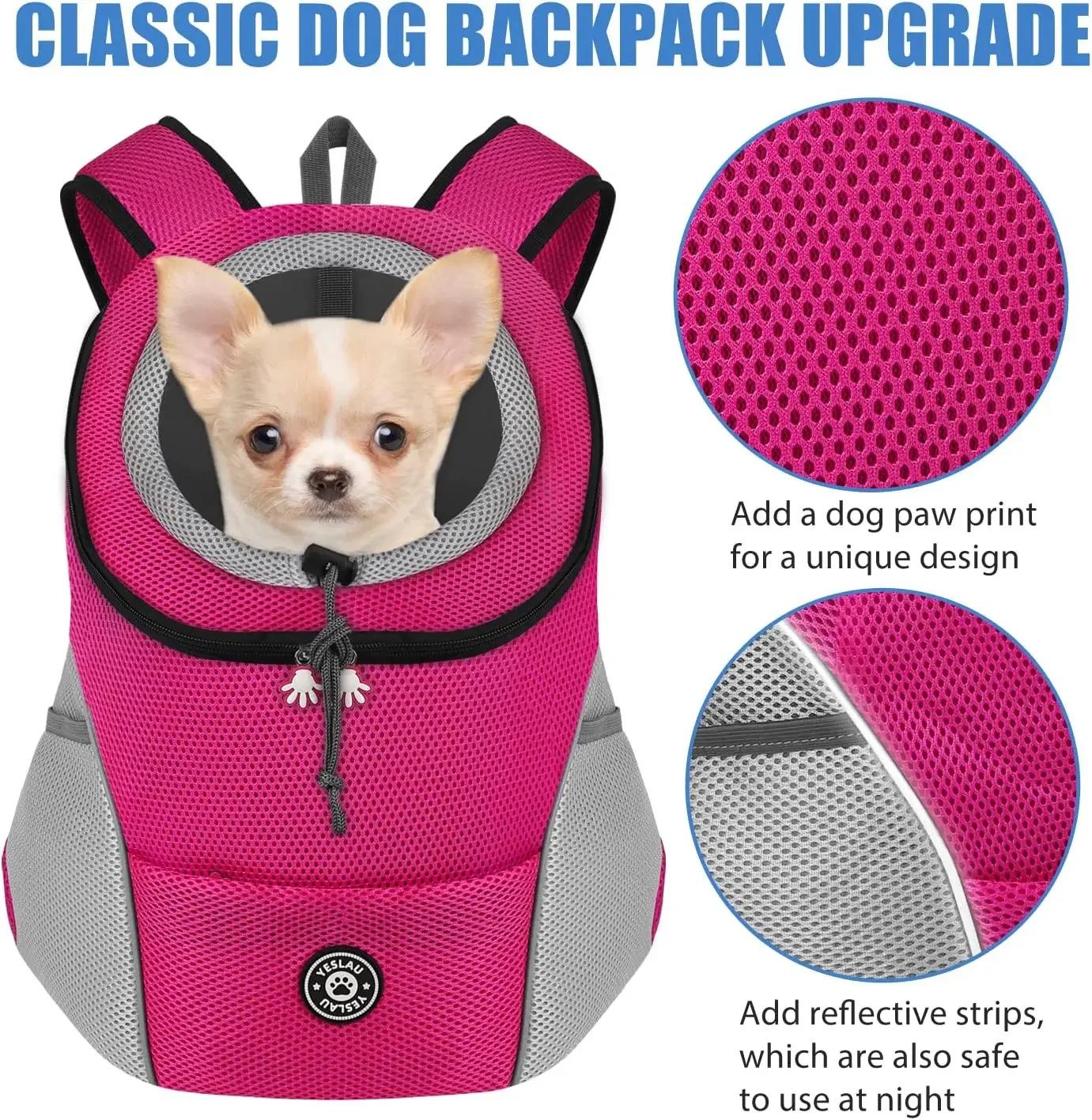 New Double Shoulder Portable Travel Backpack Outdoor Pet Dog Carrier Bag Pet Dog Front Bag Mesh Backpack