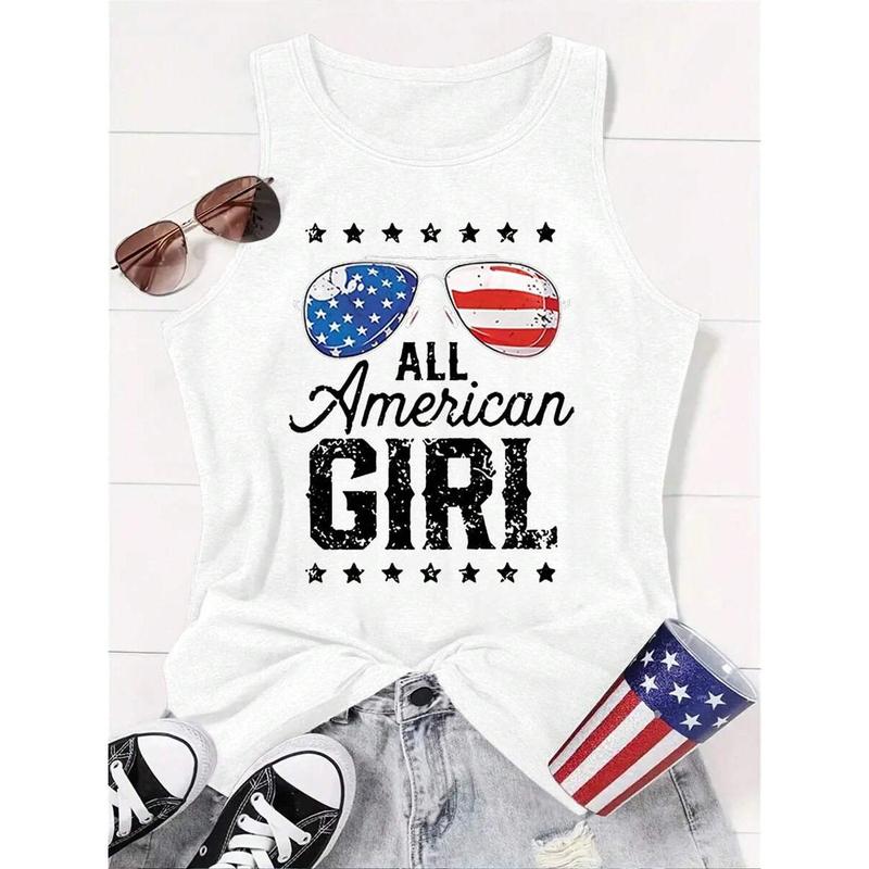 Men's Soft Casual American Flag Printed Sleeveless Vest, Tank Top