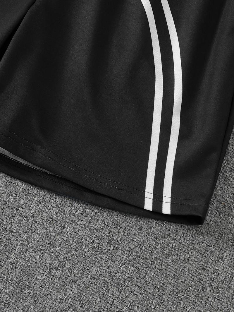 Men's Striped Print Drawstring Waist Shorts, Regular Fit Casual Comfy Breathable Athletic Shorts for Summer, Men's Bottoms for Daily Wear