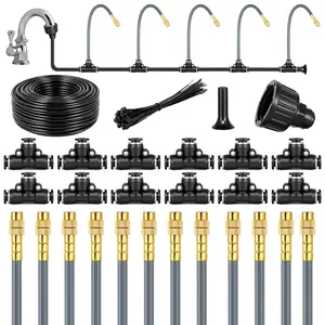 49.2Ft 1/4" Drip Irrigation System 360? Bendable Watering Misting System,Garden Watering Atomizing System with 12 Nozzles, Specially for 1/4 inch Irrigation Tubing(Include 49.2Ft 1/4" Tubing)