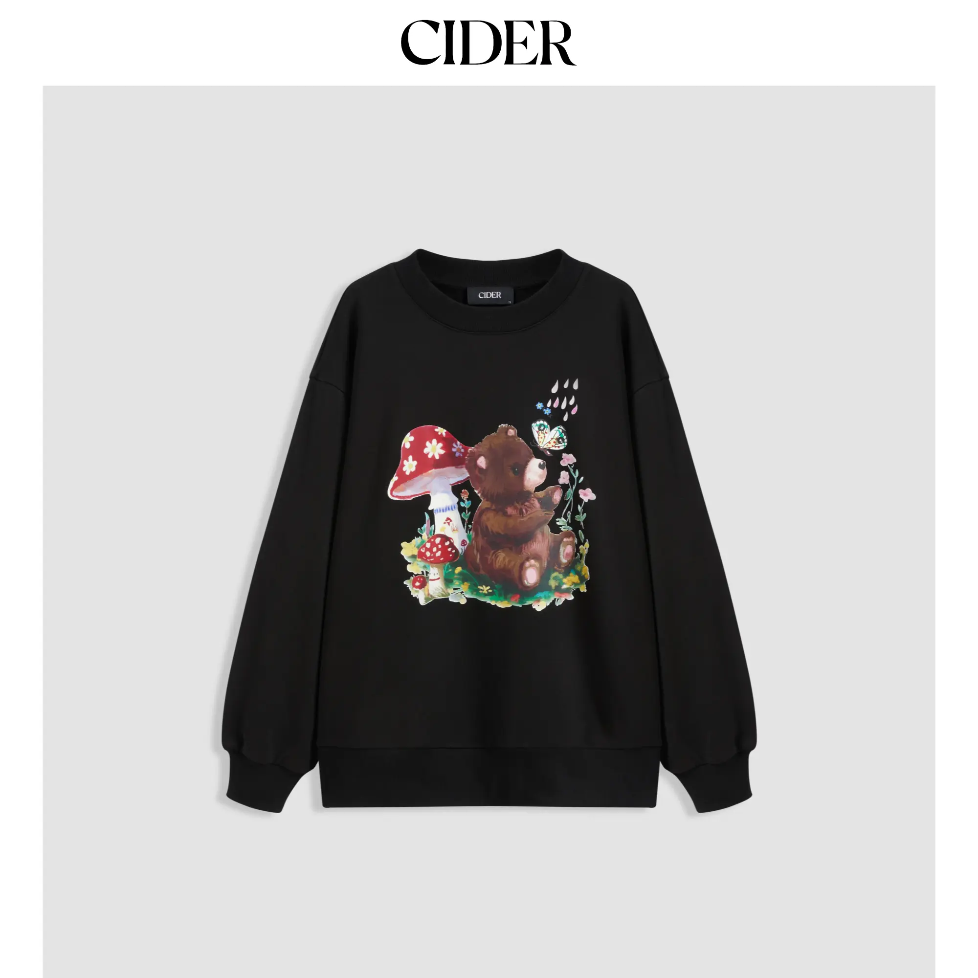 Cider [size 2-10] Round Neckline Bear Mushroom Butterfly Graphic Oversized Sweatshirt SummerFinds