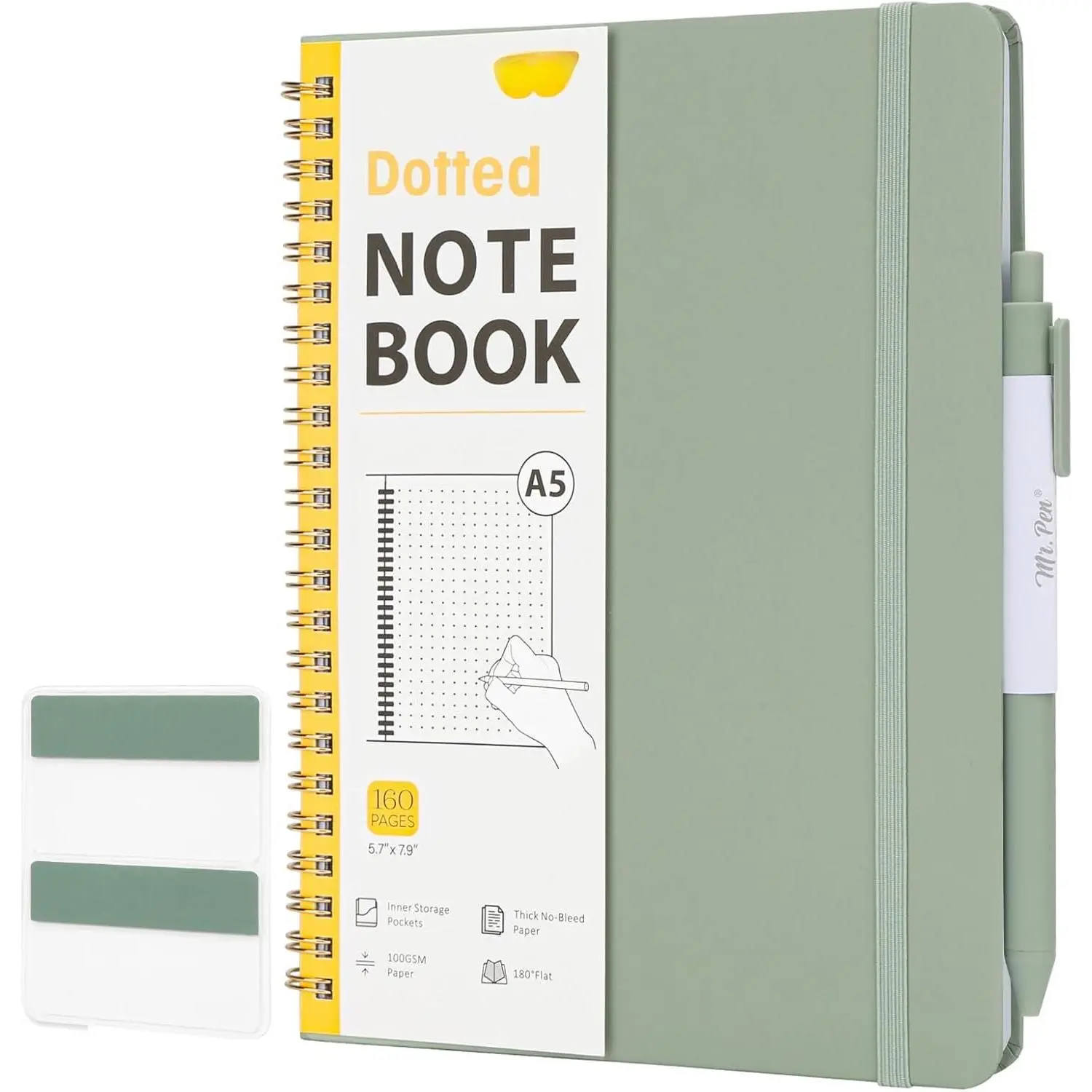 - Dotted Spiral Journal Notebook Set, A5 (5.7"x7.9"), 160 Pages | Hardcover, Spiral  Dotted Notebook with Divider Sticky Tabs and  for Journaling, Planning,