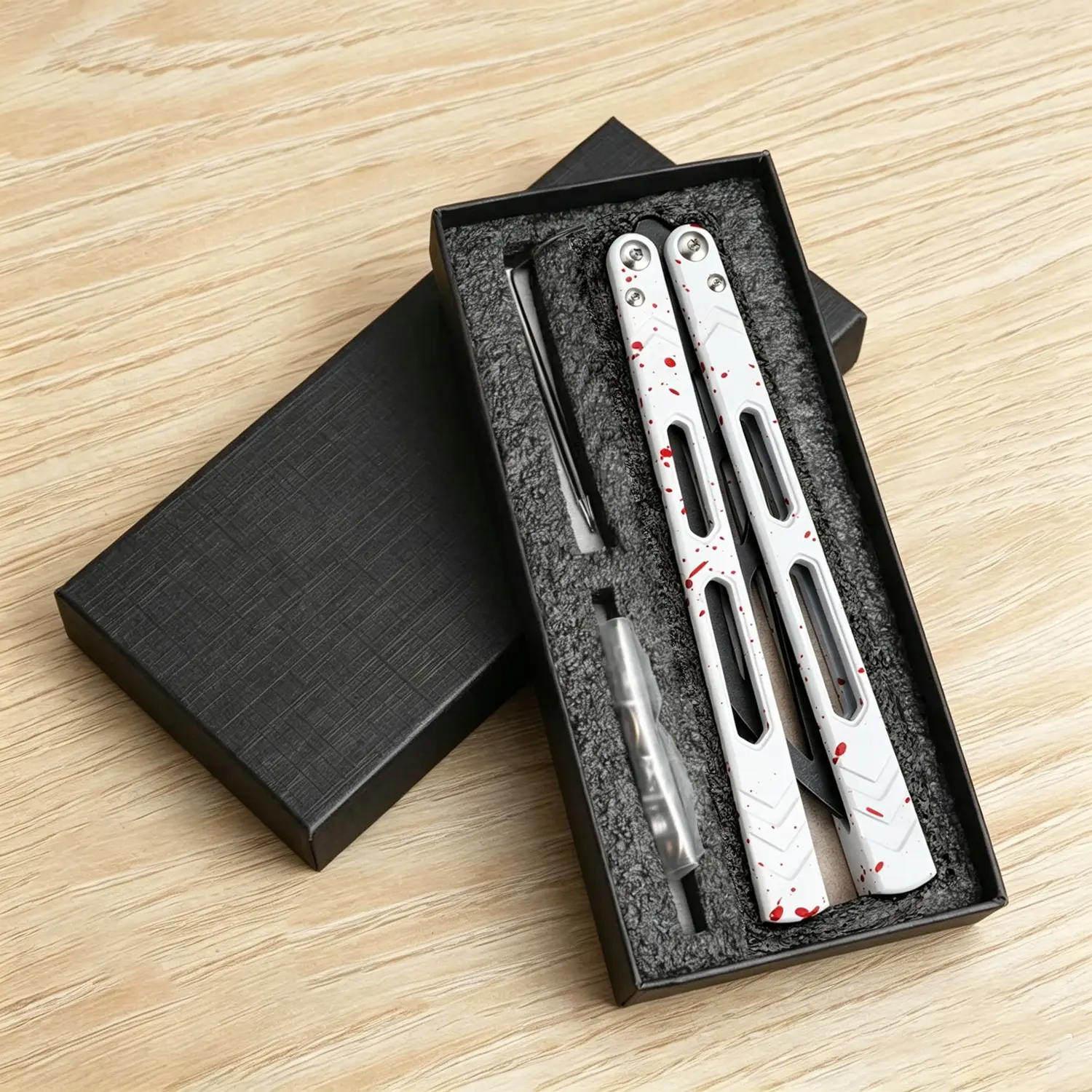 Blunt-Headed Aluminum Training Tool, Beginner Flip Practice No Blade, High-Quality Balisong Metal Butterfly Trainer, Safe Design, Secure Grip