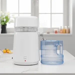 4L (1.06 Gallon) Countertop Water Distiller, 750W, White Plastic Housing, BPA-Free, 110V US Plug