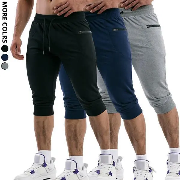 Men's Modern Fit Colorblock Capri Sweatpants, Drawstring Gym Sportswear Bottoms for Workouts and Casual Streetwear, Colorblock Sweatpants, Men's Wear, Capri Modern Fit, Activewear Pants, Fitness Pants, Casual Athletic Trousers, Mensfashion, Custom Drawstr