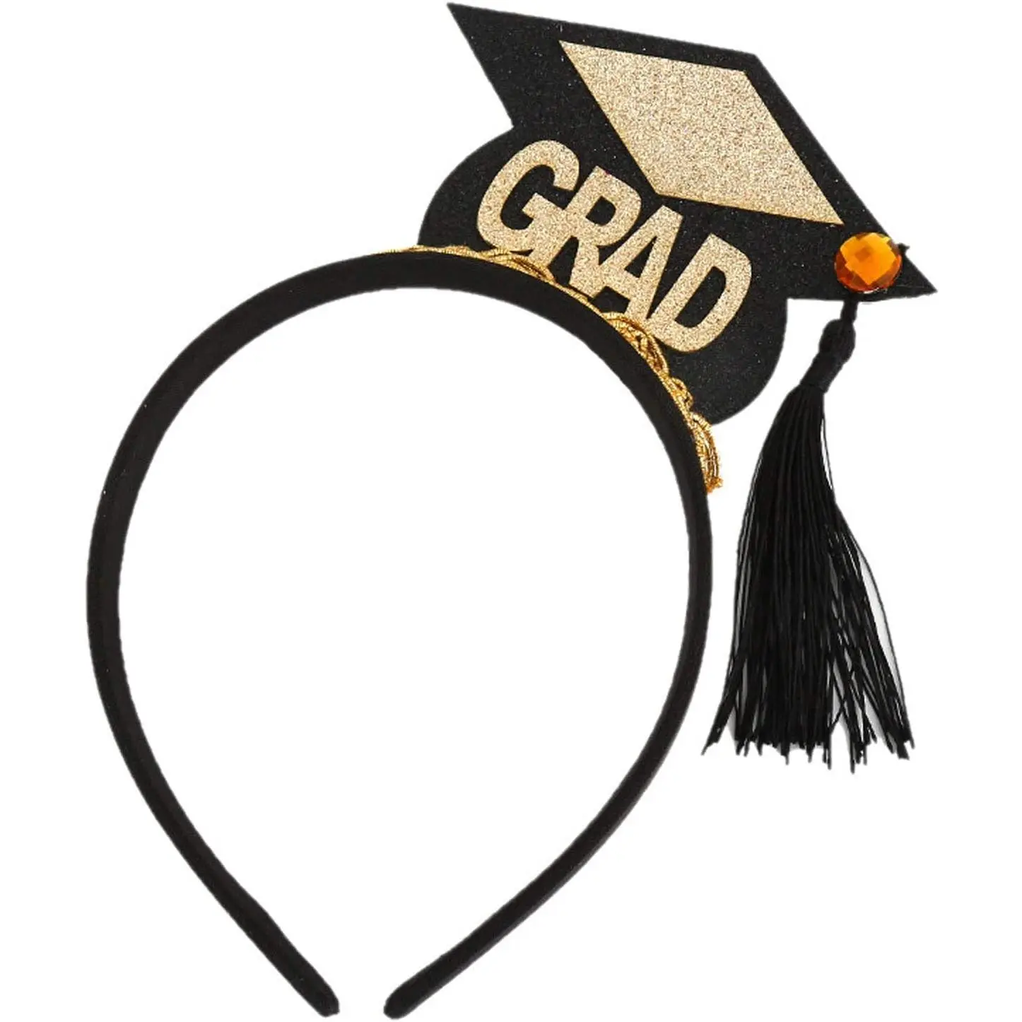 Graduation Cap Headband Grad Headband with Black Tassel Graduation Party Dress Up Costume Accessory Decorations Supplies