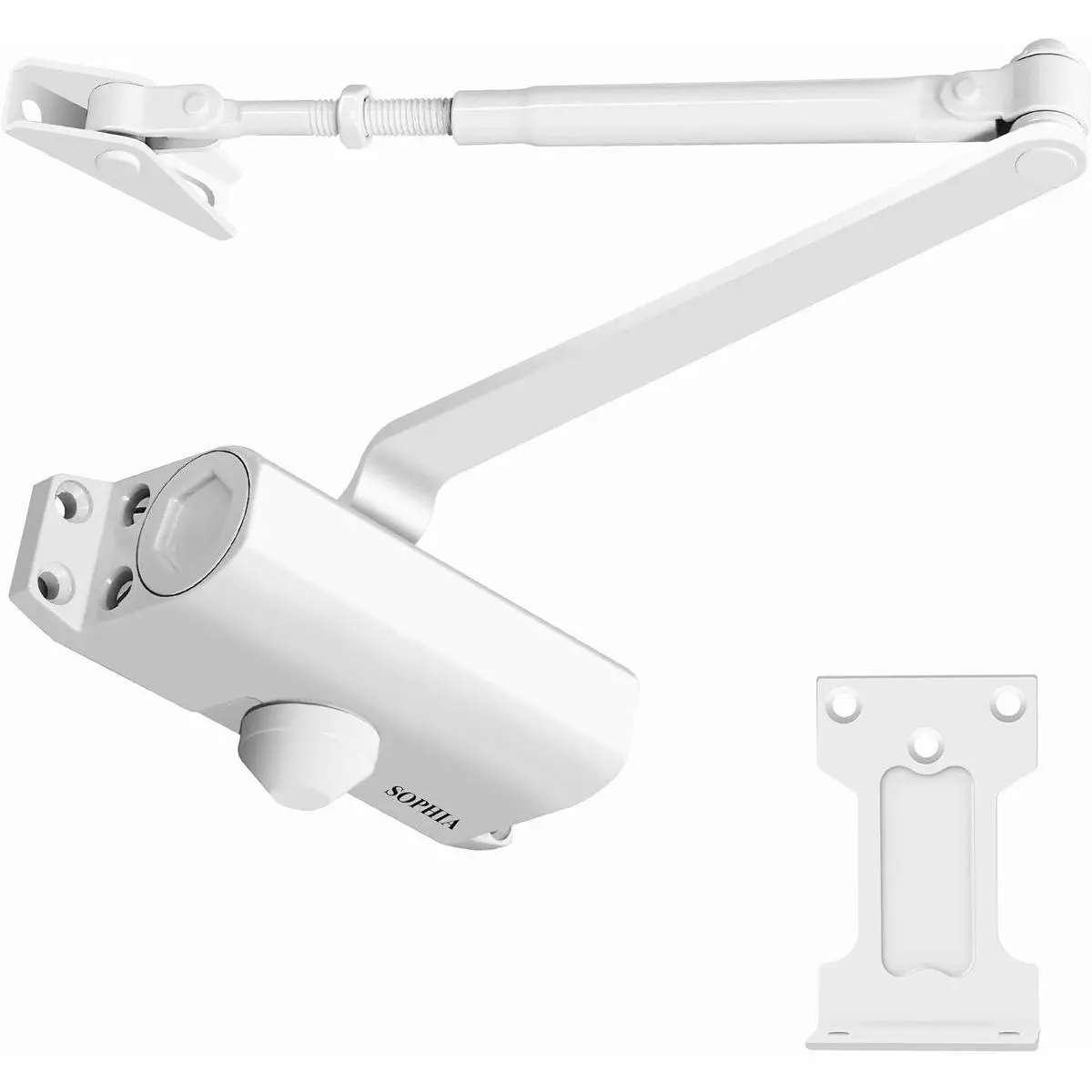 Door Closer for Home, Hydraulic Automatic Door Closer for Residential & Light Commercial Use for Door Weight 55-99LBS, Adjustable Speed, Life Size Fitting Templates, Size 2, White