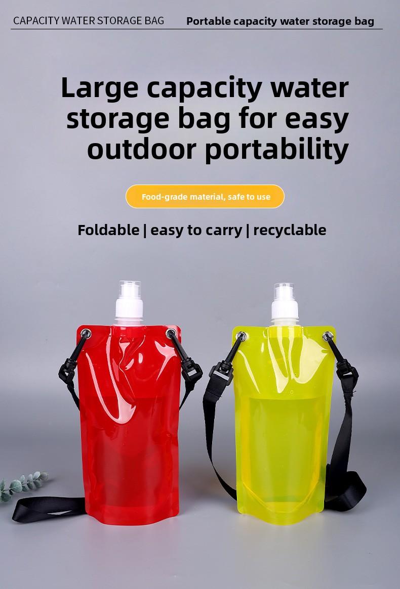 Folding Water Bag Bar Music Festival Plastic Soft Water Bag Lanyard Convenient Water Bag Mountaineering Cycling Water Bag