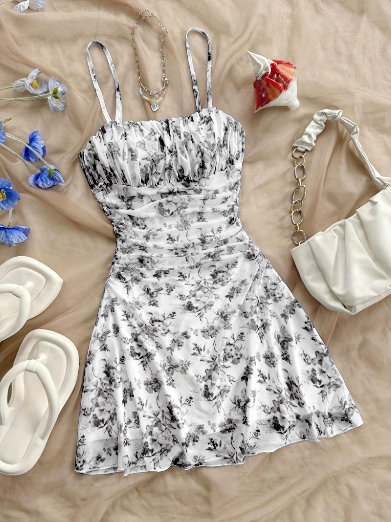 Women's Floral Print Halter Dress New Fashionable Elegant Suitable for All Seasons