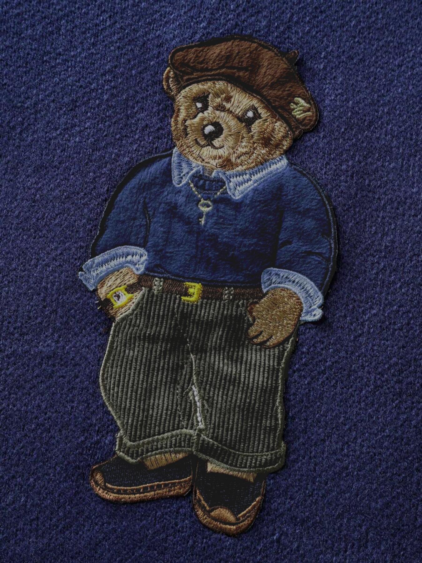 Cartoon Bear Detail Crew Neck Sweater, Casual Loose Long Sleeve Jumper for Fall & Winter, Fashion Ladies' Knitwear for Daily Wear