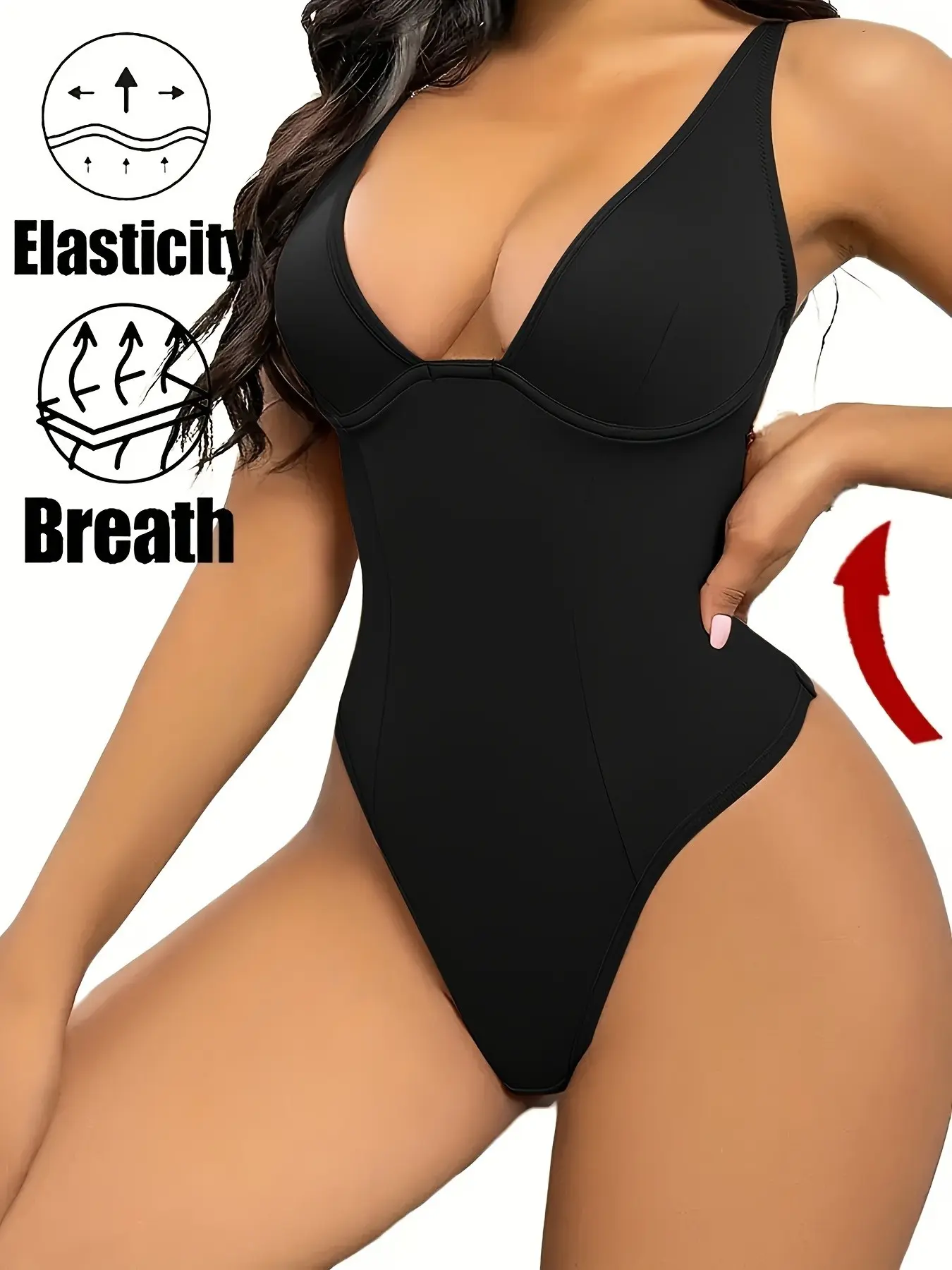 Women's Seamless Elegant Shapewear Bodysuit, Underwear, Front Opening Design, Breathable Post-Op Recovery Wear, Tummy Control, Lace Trim, Postpartum Care