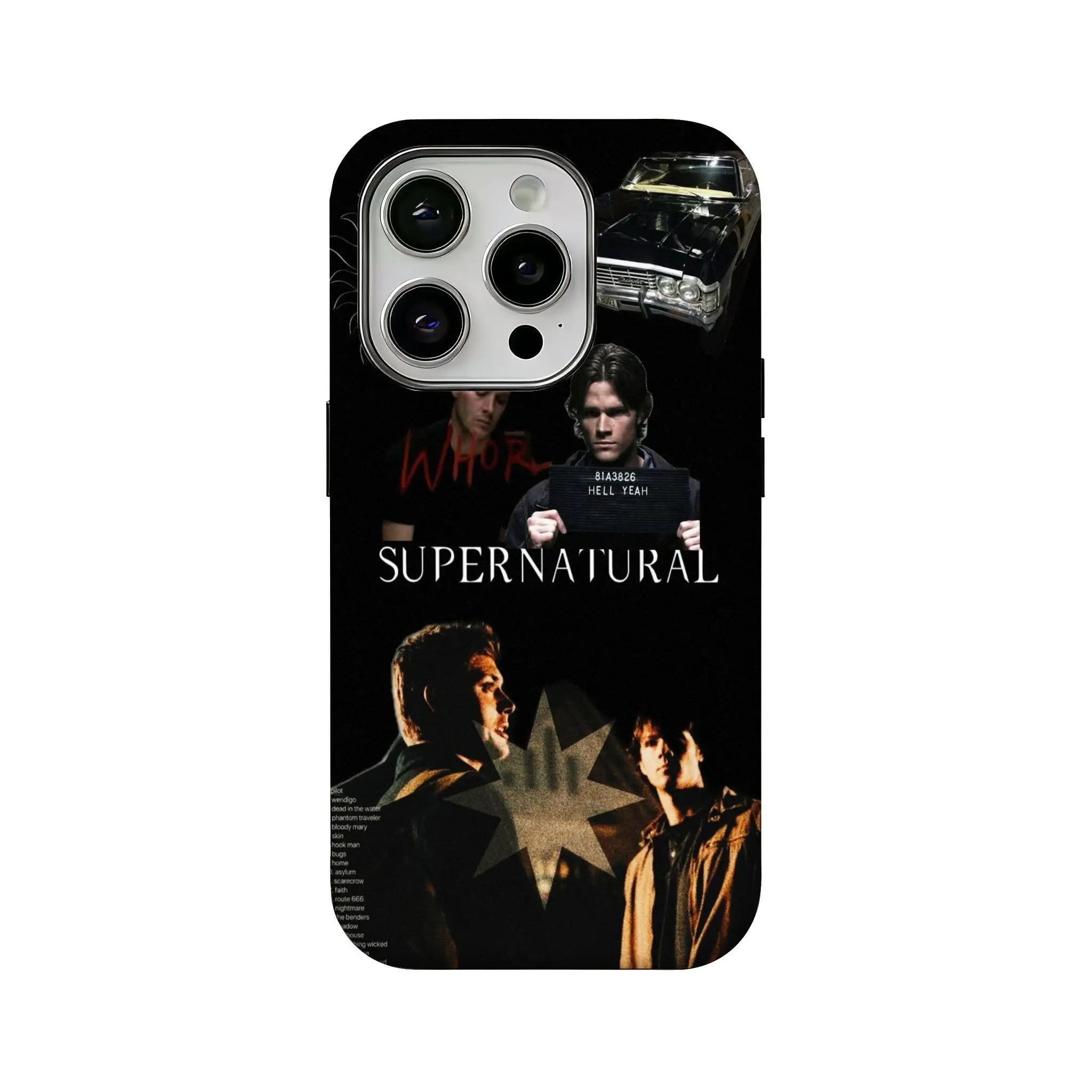 Retro Western-style *Supernatural*-themed 2-in-1 phone case, compatible with the full iPhone 12 through 17 series. Features a shock-resistant hard shell, high-definition printing, and a durable, sturdy design.