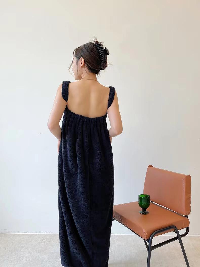 Women's Wearable Bath Towel Dress, Soft Absorbent Strapless Bath Robe, Summer Spa Shower Wrap for Home