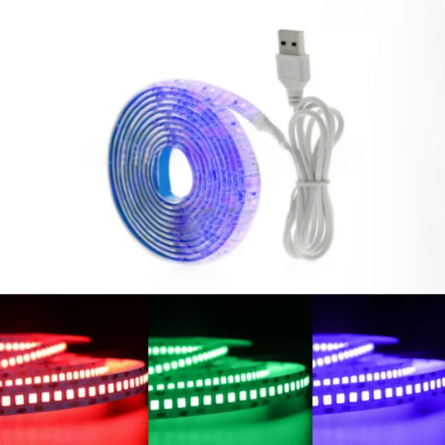 USB LED Light Strip Without Switch, Soft Glow Background Lighting, red/green/blue, 60 Leds Per Meter, 8mm Wide, Ambient Led Lights