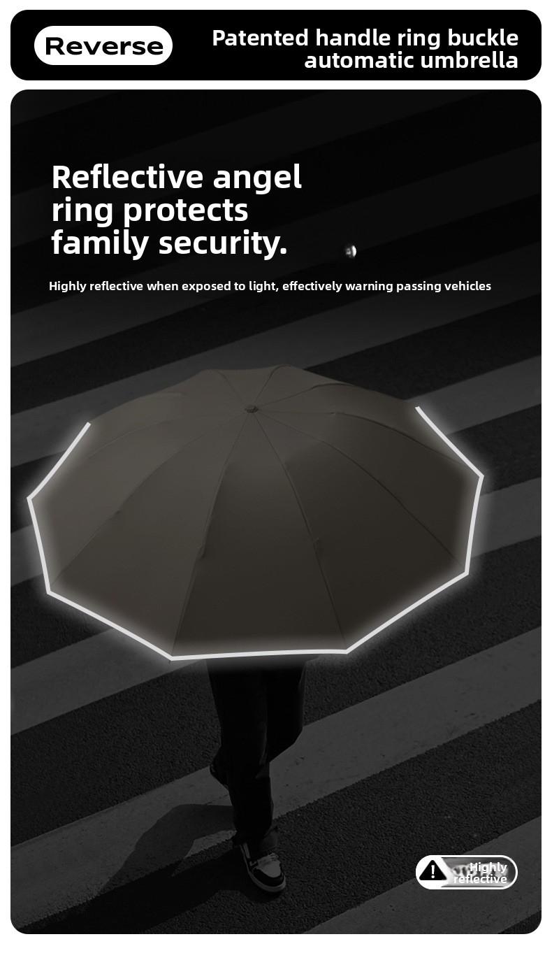 Business Automatic Umbrella - Solid Color, Large Size Windproof Umbrella with Ring Buckle, Reinforced & Durable