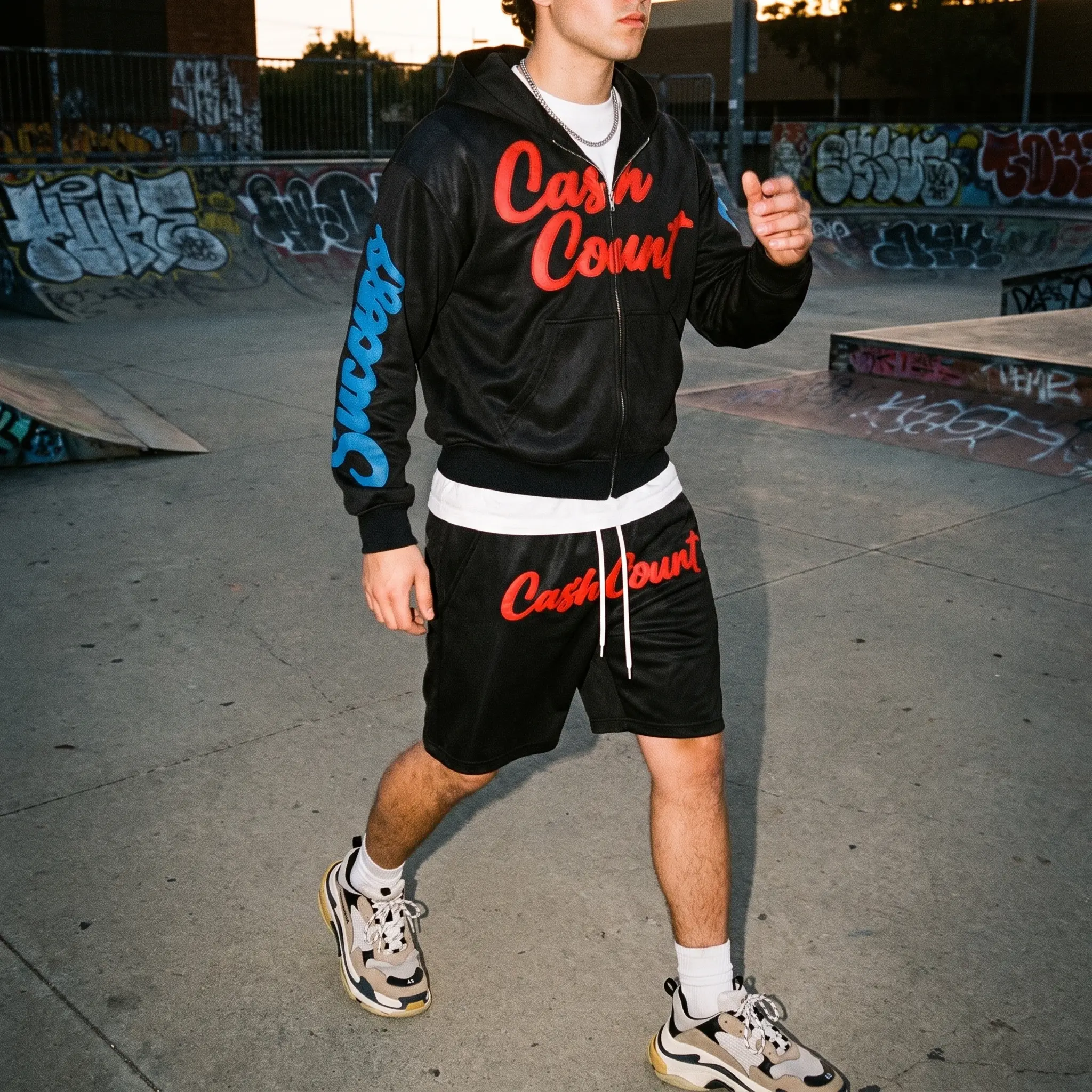 Men's 2PCS Graphic Hoodie & Shorts Set, Lightweight Polyester, Printed Streetwear Tracksuit, Multi-Color Available, Casual Sports Outfit