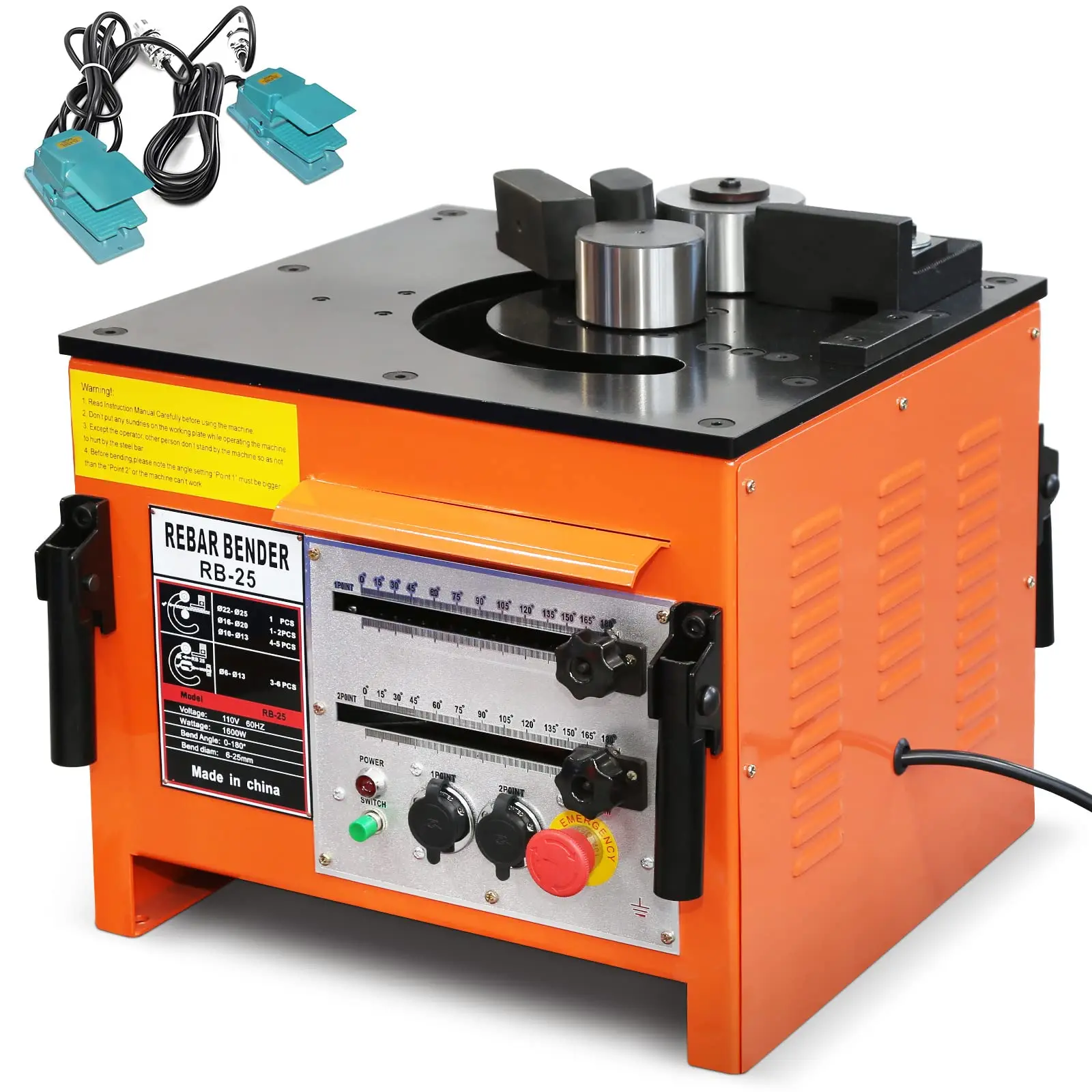 GARVEE 1600W Electric Rebar Bender Machine up to 1 inch with Our Electric Bender - Achieve 0-180° Angles, Operate with Convenient Foot Pedal Switch, and Benefit from Powerful Motor