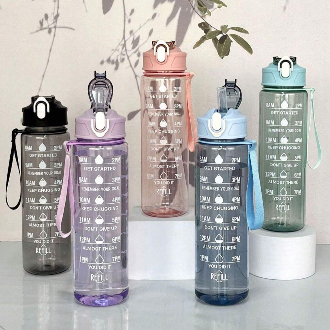 Time Marked Water Cup, Outdoor Sports Clear Water Bottle with Straw, Medium Size Transparent Drinking Cup for Hydration, Tumbler Water Bottles