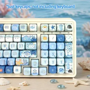 127 Key Ocean Theme Pbt Keycaps, High Moa Height, Compatible with 61/87/96/98/104/108 Layouts, Heat Sublimation Craftsmanship