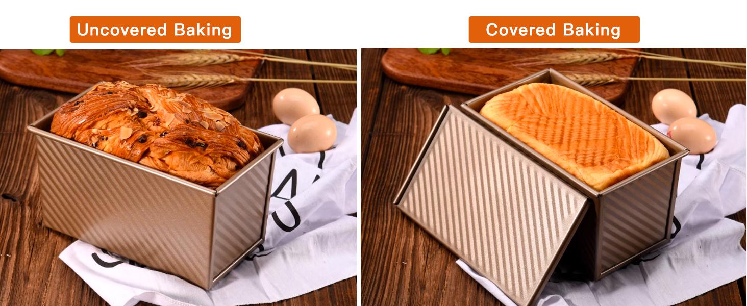 Spmarkt 2pack Pullman Bread Pans with Lid, 1LB Capacity Bread Loaf Pan, Non-Stick, Easy Release Sandwich Bread Loaf Pan for Baking Homemade Bread Bakeware Reusable Mold Spmarkt 2pack Pullman Bread Pans with Lid, 1LB Capacity Bread Loaf Pan, Non-Stick, Easy Release Sandwich Bread Loaf Pan for Baking Homemade Bread Bakeware Reusable Mold