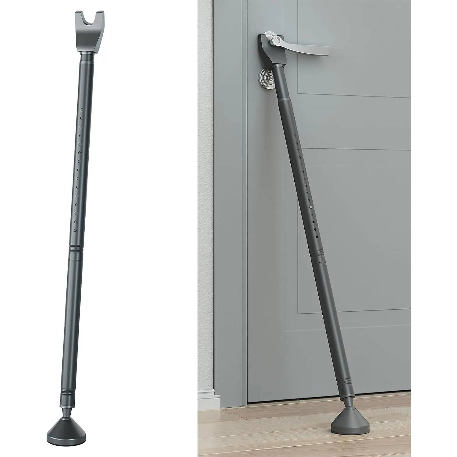 Upgraded Door  Bar,  Safety Door Stoppers, Adjustable Jammer for , Apartment, Travel (Black)