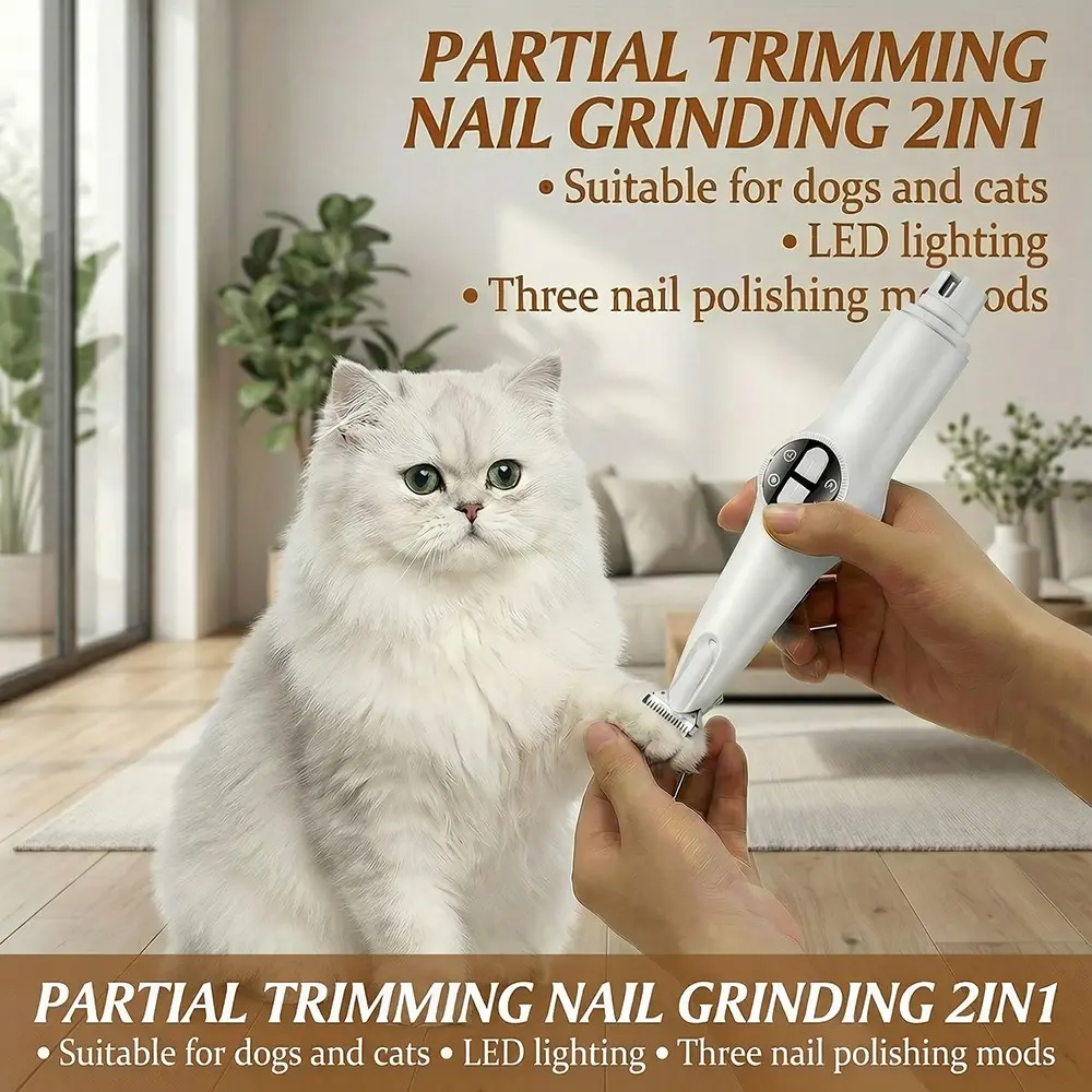 Quiet 2 in 1 Dog Grooming Tool | Cordless Pet Hair Trimmer with Nail Grinder for Dogs & Cats
