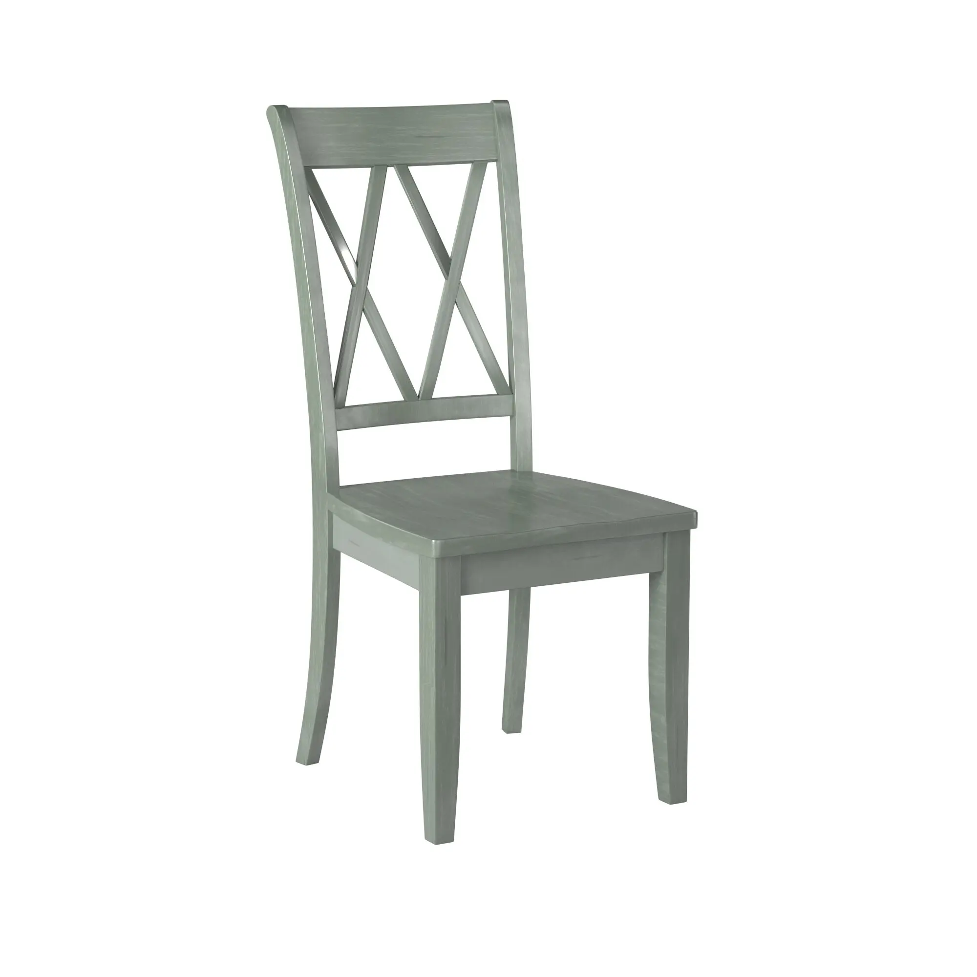 Nokaa Casual Teal Finish Side Chairs Set of 2 Pine Veneer Transitional Double-X Back Design Dining Room Furniture Wood Frame 250lbs Capacity Indoor Dining Chairs for Kitchen Living Room, Teal Color Options, Wood Material, Transitional Style