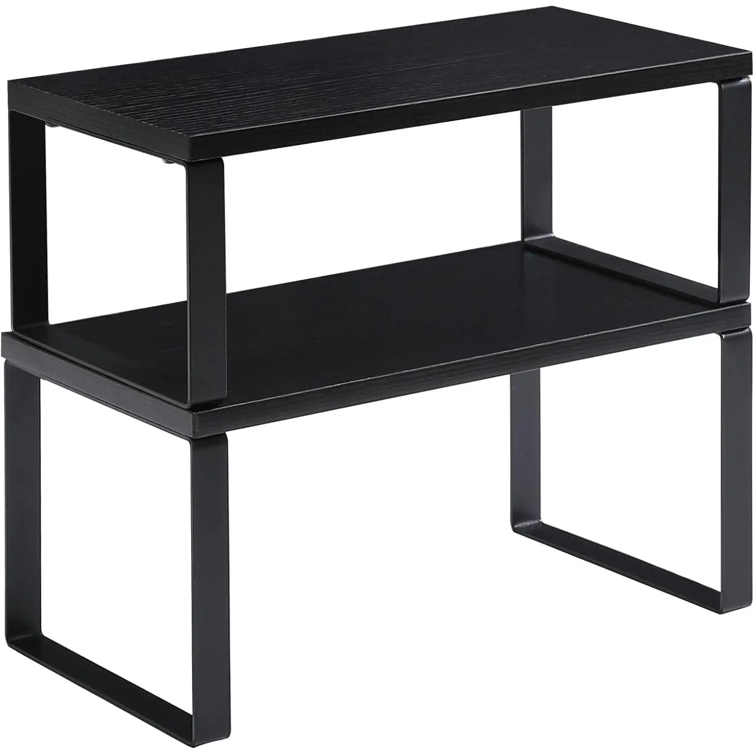 Cabinet Shelf Organizer, Countertop Shelves Set of 2, Kitchen  Racks, Stackable, Storage Racks for Cupboard, Sink, Pantry, Bathroom, Black, Metal, UHSR002B